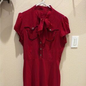 Retro Rockabilly Red Chic Western Dress